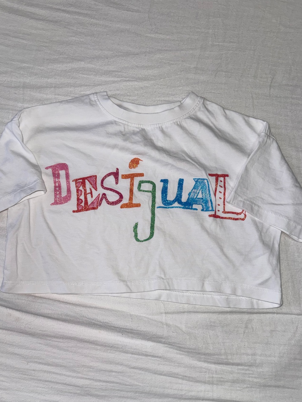 Desigual White Tee with glitter Lettering